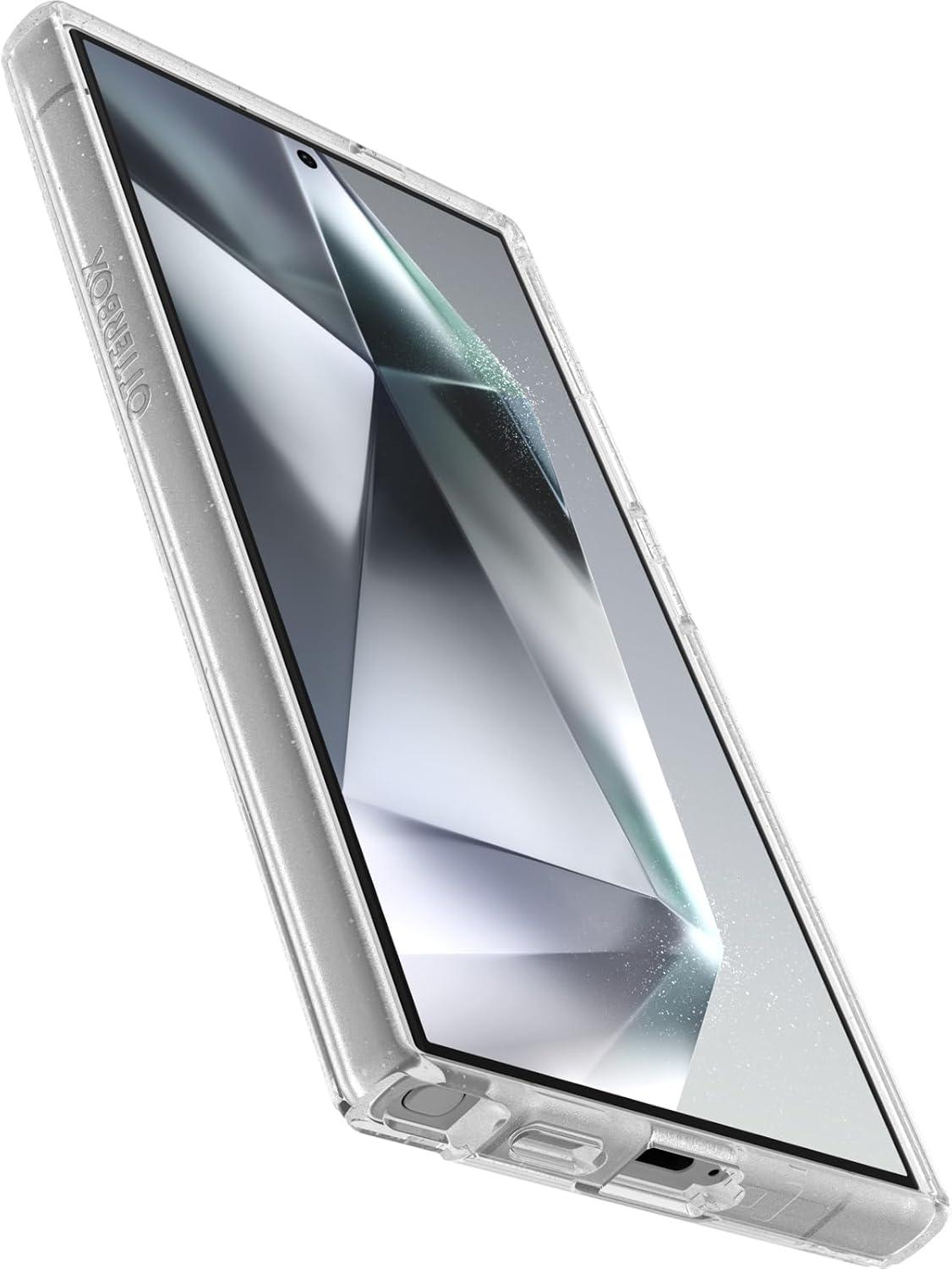 imageOtterBox Samsung Galaxy S24 Symmetry Series Clear Case Dawn Floral Blue UltraSleek Wireless Charging Compatible Raised Edges Protect Camera ampamp ScreenClearGlitter