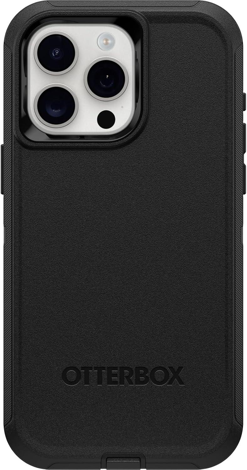 imageOtterBox iPhone 15 Pro MAX Only Defender Series Case BLACK screenless rugged ampamp durable with port protection includes holster clip kickstand ships in polybag ideal for business customers