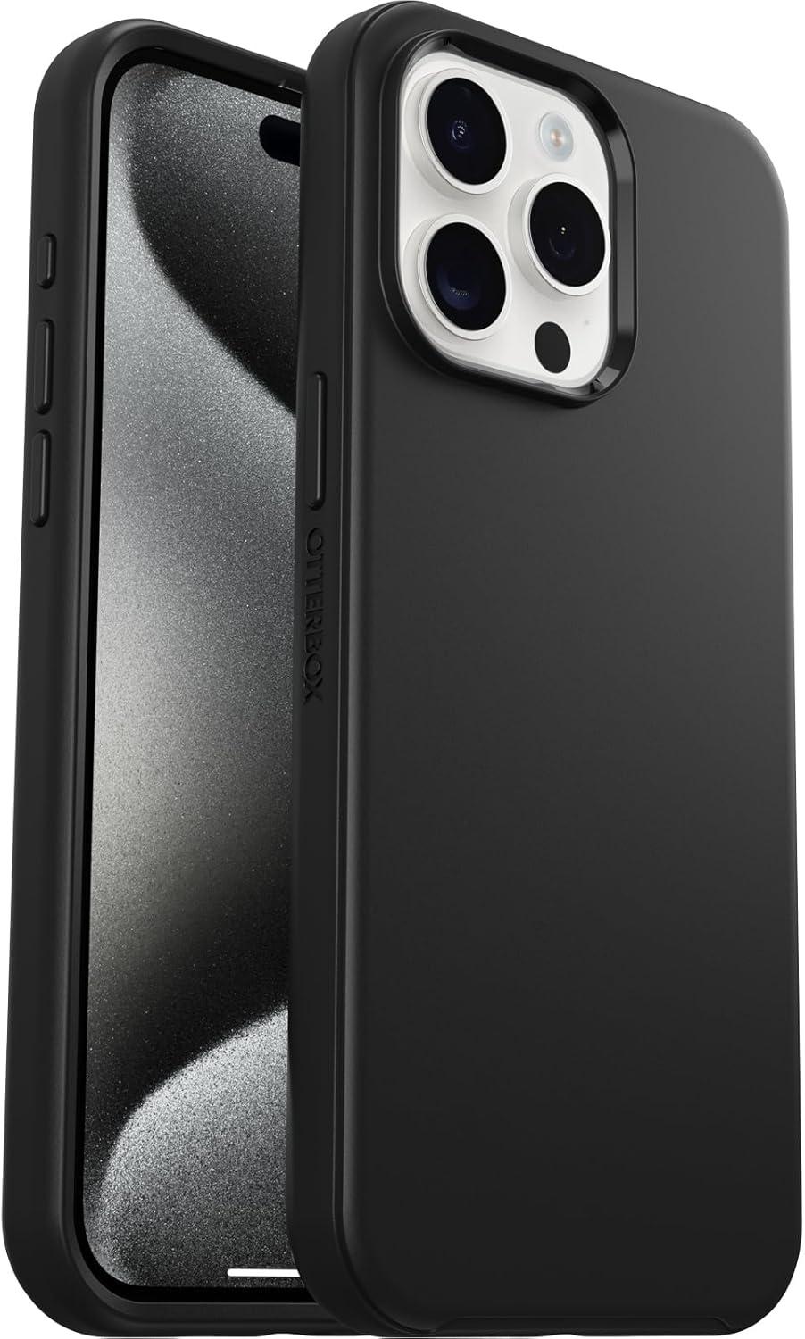 imageOtterBox iPhone 15 Pro MAX Only Symmetry Series Case Black Snaps to MagSafe UltraSleek Raised Edges Protect Camera ampamp Screen