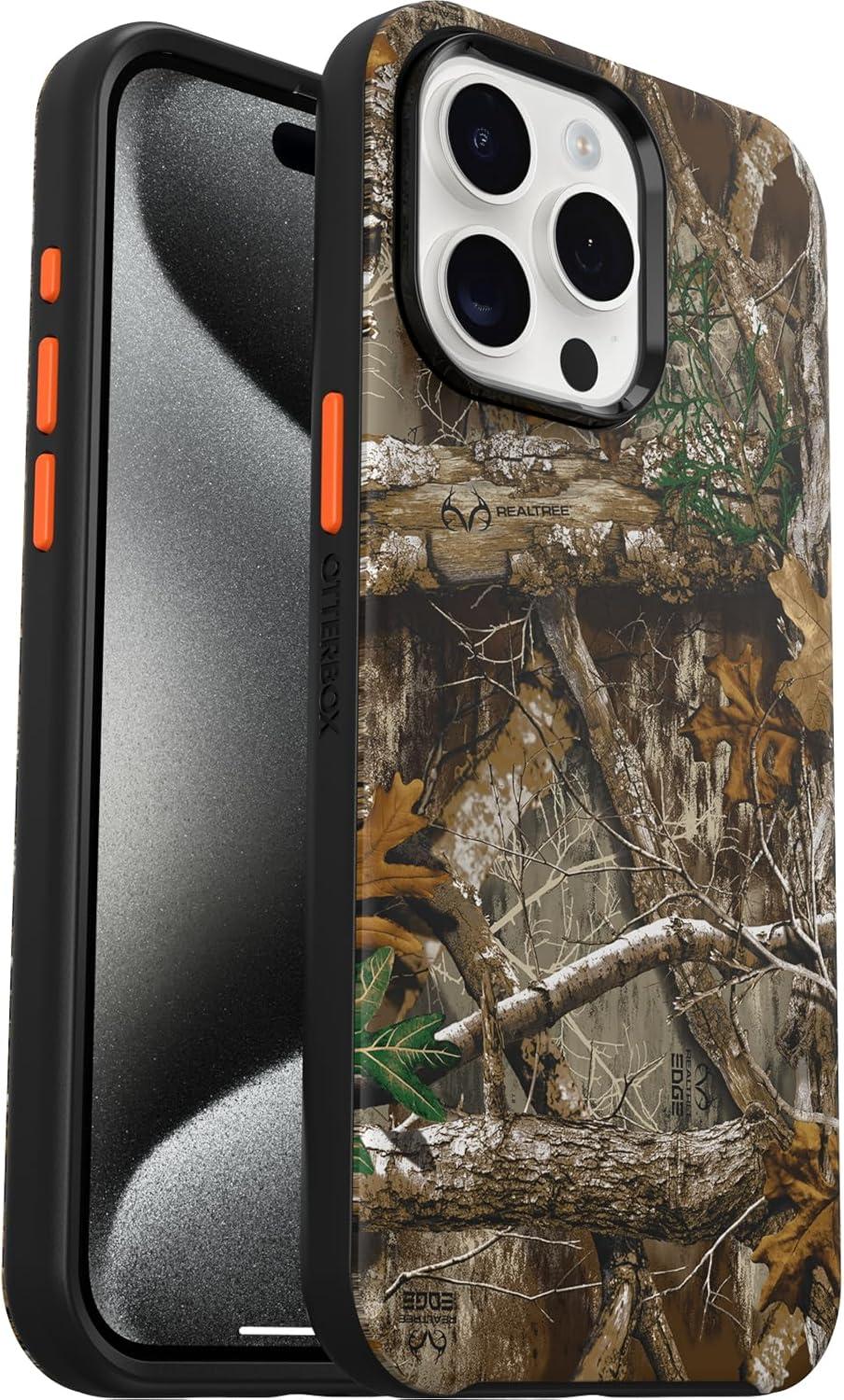 imageOtterBox iPhone 15 Pro MAX Only Symmetry Series Case Realtree Edge OrangeCamo Snaps to MagSafe UltraSleek Raised Edges Protect Camera ampamp Screen