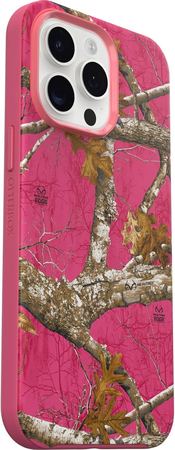 imageOtterBox iPhone 15 Pro MAX Only Symmetry Series Case Realtree Flamingo Pink Snaps to MagSafe UltraSleek Raised Edges Protect Camera ampamp Screen