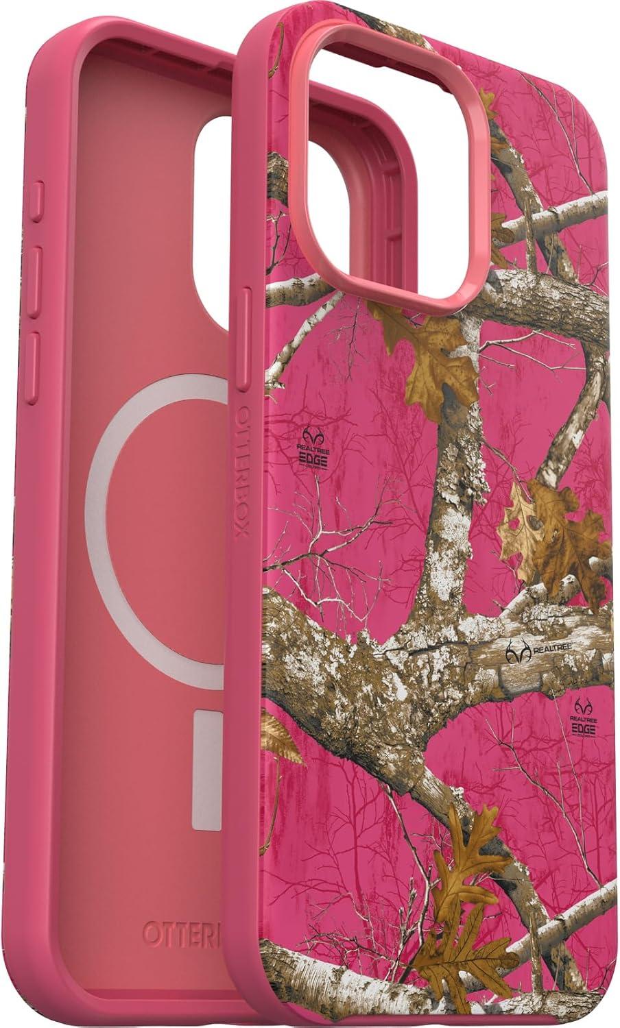imageOtterBox iPhone 15 Pro MAX Only Symmetry Series Case Realtree Flamingo Pink Snaps to MagSafe UltraSleek Raised Edges Protect Camera ampamp Screen