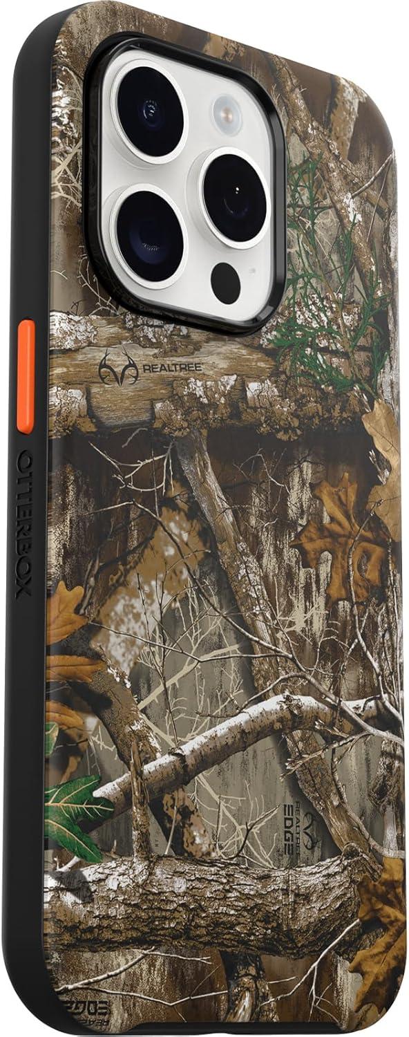 imageOtterBox iPhone 15 Pro Only Symmetry Series Case Realtree Edge OrangeCamo Snaps to MagSafe UltraSleek Raised Edges Protect Camera ampamp Screen