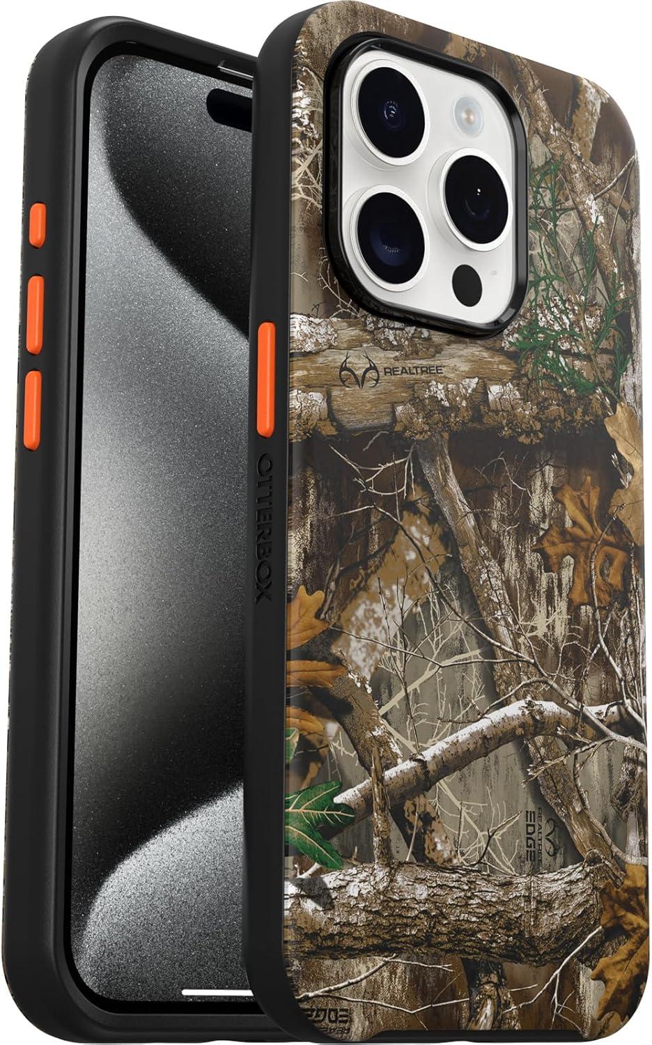 imageOtterBox iPhone 15 Pro Only Symmetry Series Case Realtree Edge OrangeCamo Snaps to MagSafe UltraSleek Raised Edges Protect Camera ampamp Screen