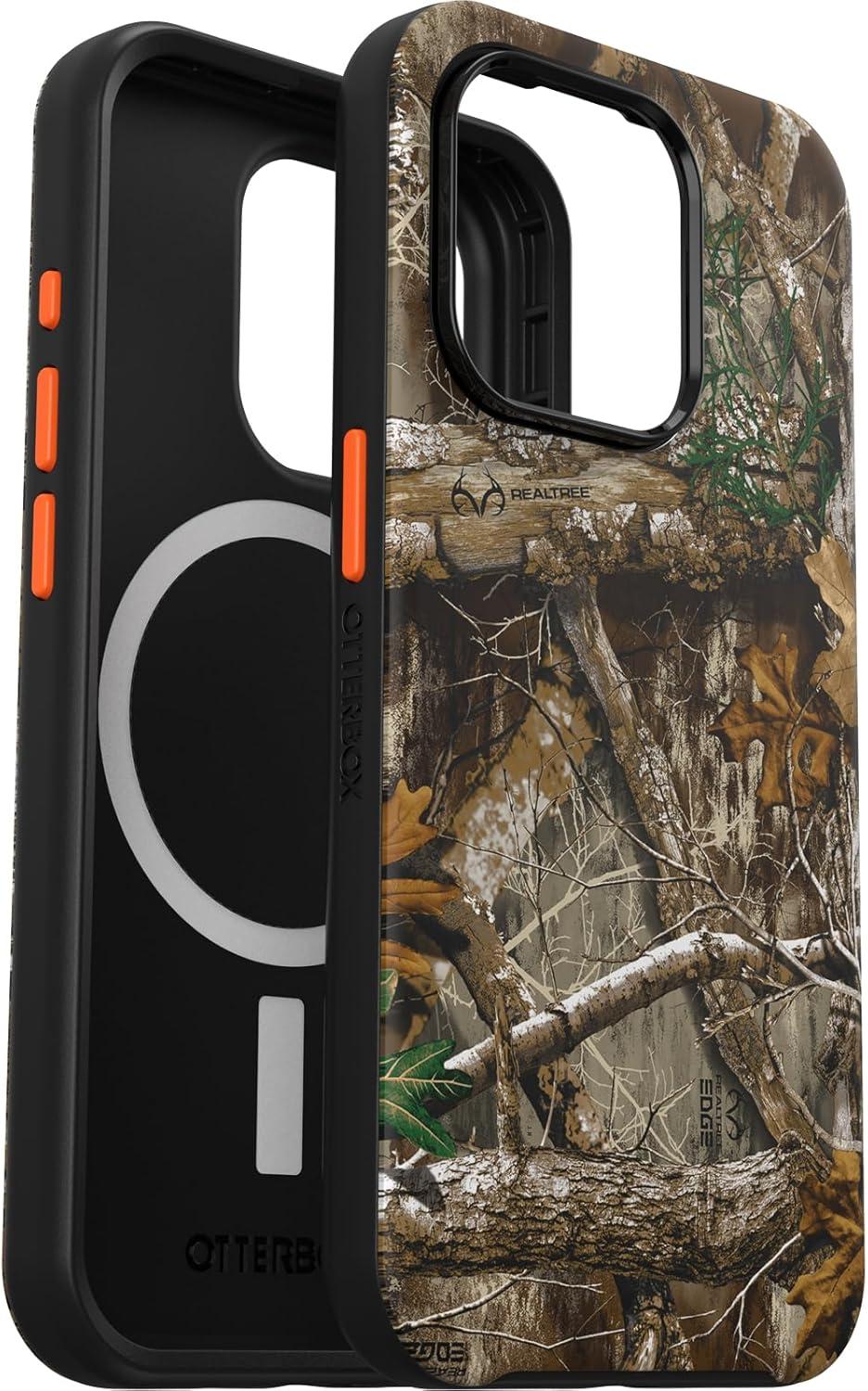 imageOtterBox iPhone 15 Pro Only Symmetry Series Case Realtree Edge OrangeCamo Snaps to MagSafe UltraSleek Raised Edges Protect Camera ampamp Screen