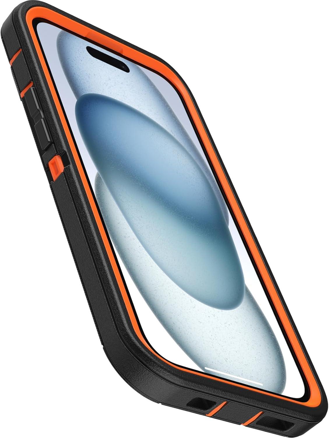 imageOtterBox iPhone 15 iPhone 14 and iPhone 13 Defender Series Case Realtree Edge Blaze OrangeBlackRT Edge Rugged ampamp Durable with Port Protection Includes Holster Clip Kickstand