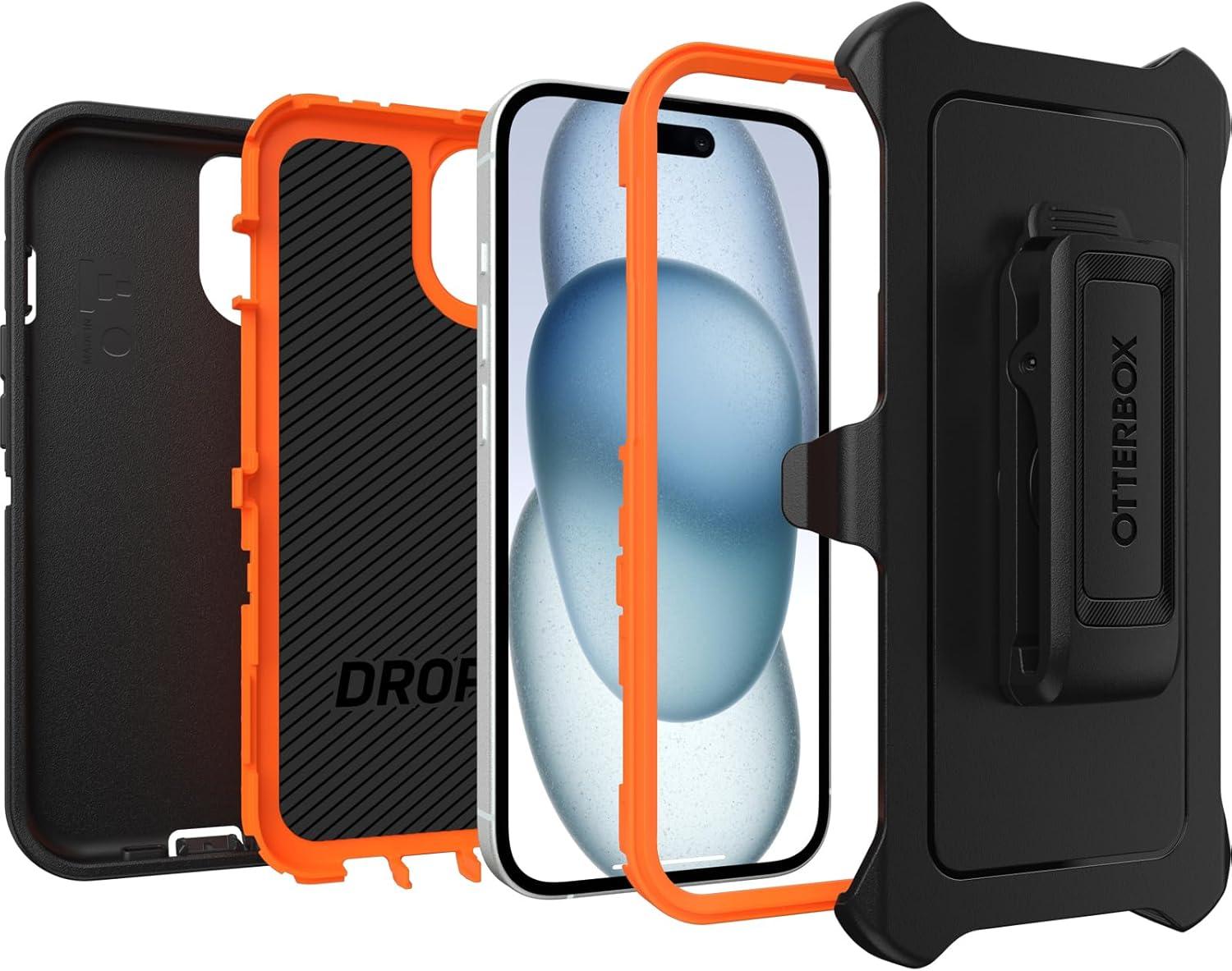 imageOtterBox iPhone 15 iPhone 14 and iPhone 13 Defender Series Case Realtree Edge Blaze OrangeBlackRT Edge Rugged ampamp Durable with Port Protection Includes Holster Clip Kickstand