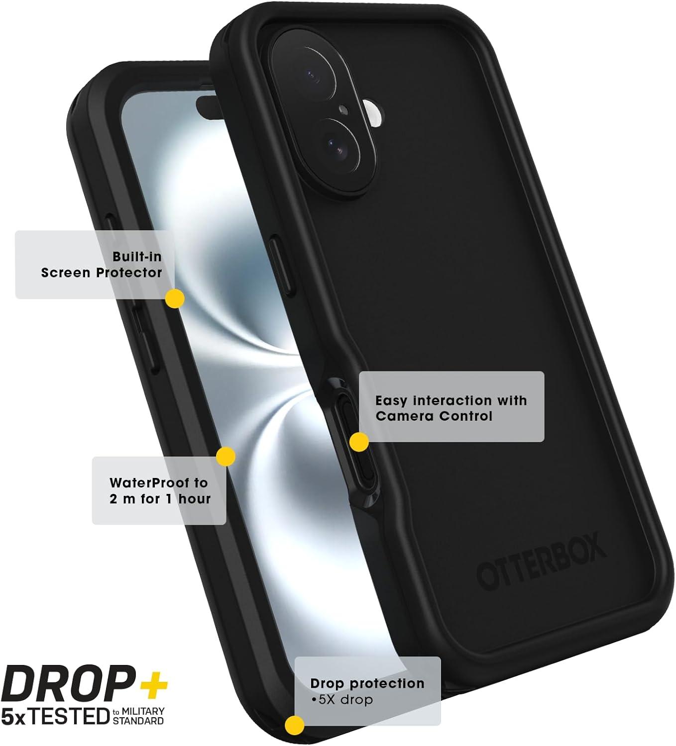 imageOtterBox iPhone 16 FR Series Waterproof Case with MagSafe Designed by LifeProof Sagebrush Green Waterproof 60 Recycled Plastic Sleek and StylishBlack
