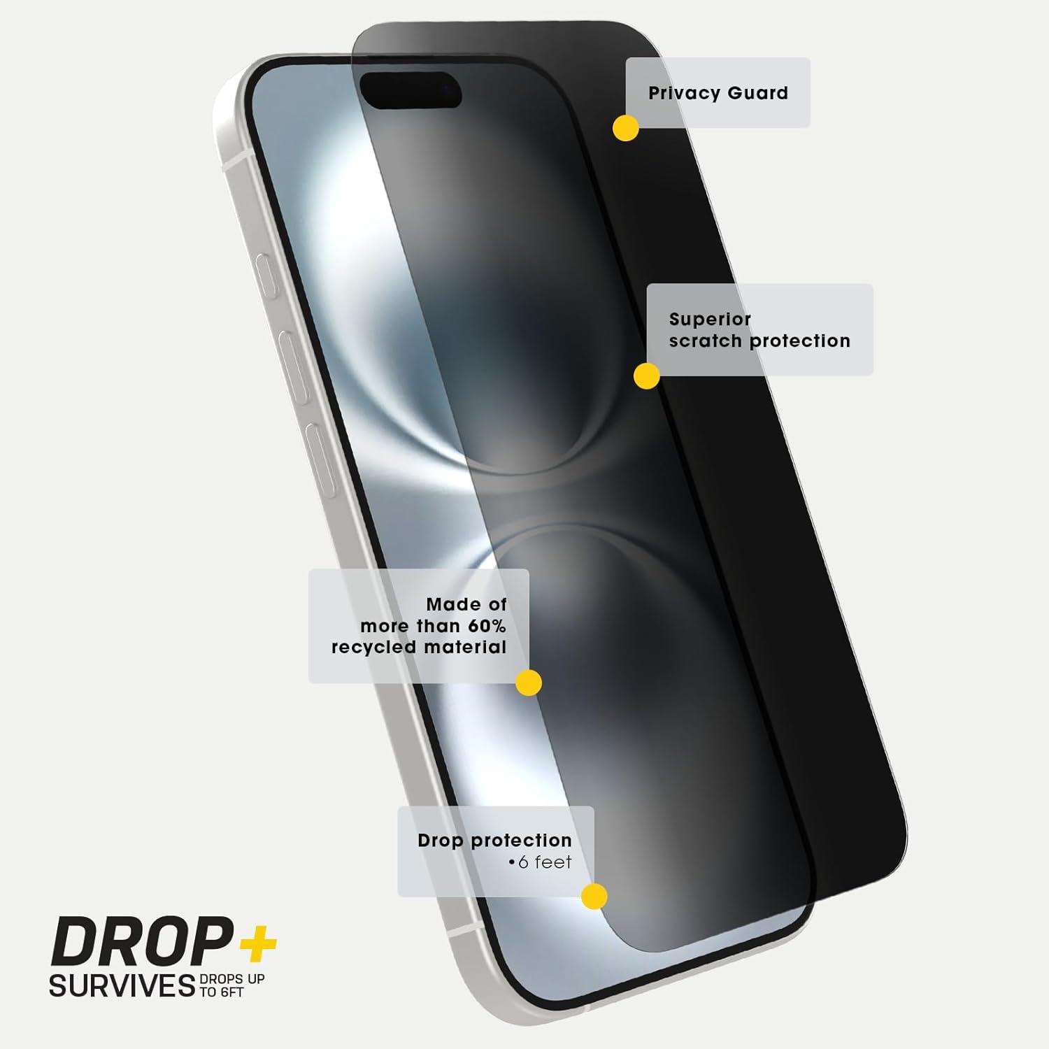 imageOtterBox iPhone 16 Pro Premium Pro Glass Privacy Guard ships in polybag ideal for business customers