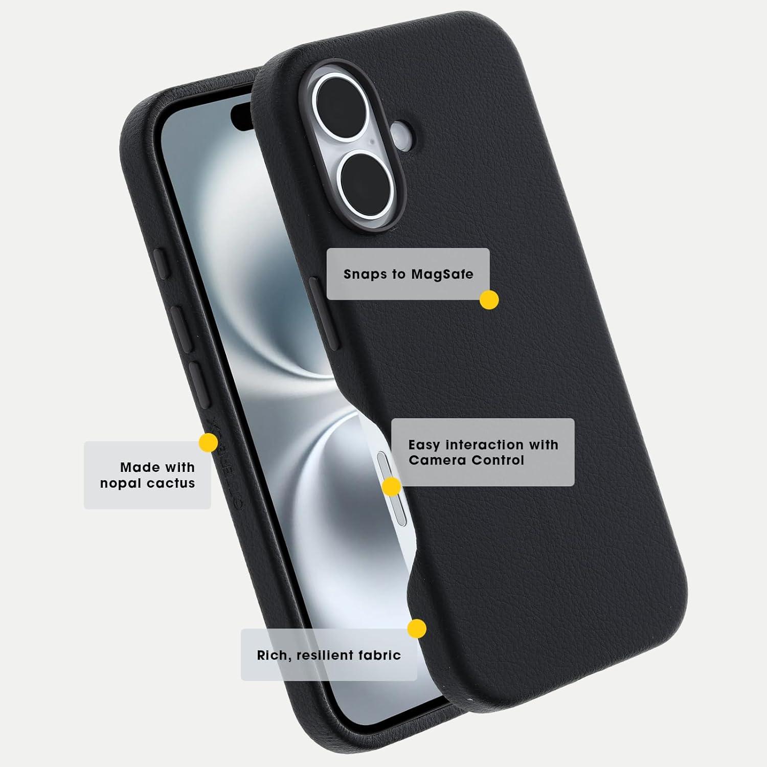 imageOtterBox iPhone 16 Pro Symmetry Series Cactus Leather for MagSafe Sagebrush GreenNoir Ash Black