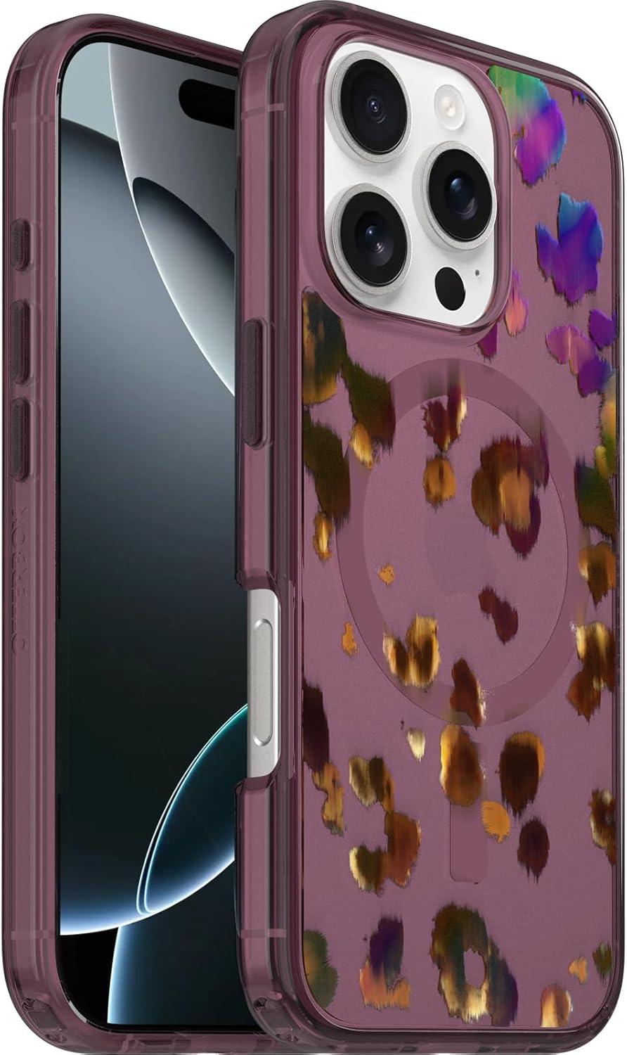 imageOtterBox iPhone 16 Symmetry Series Clear Case Baby Blue JeansNew Leopard Shift Pink