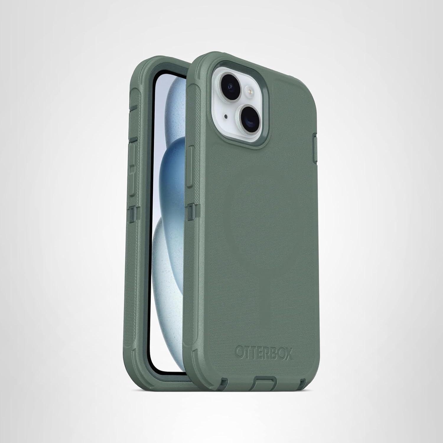 imageOtterBox iPhone 16e 15 14 ampamp 13 Defender Series Black screenless rugged ampamp durable with port protection snaps to MagSafeForest Ranger Green