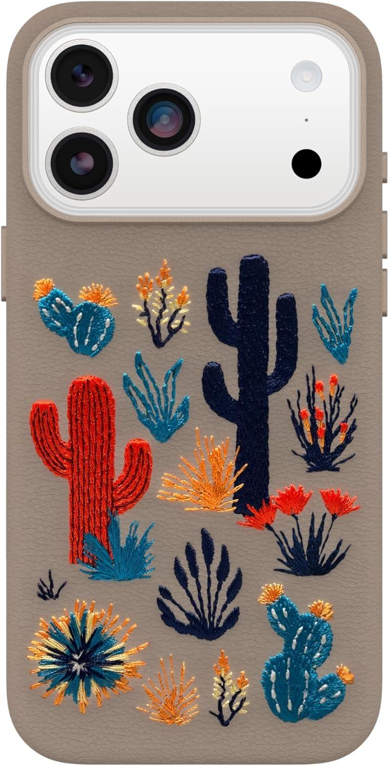 imageOtterBox iPhone 17 Pro Max Symmetry Series Cactus Leather Case Blue Sentiment Slim Premium Protective iPhone CaseCactus Garden Grey