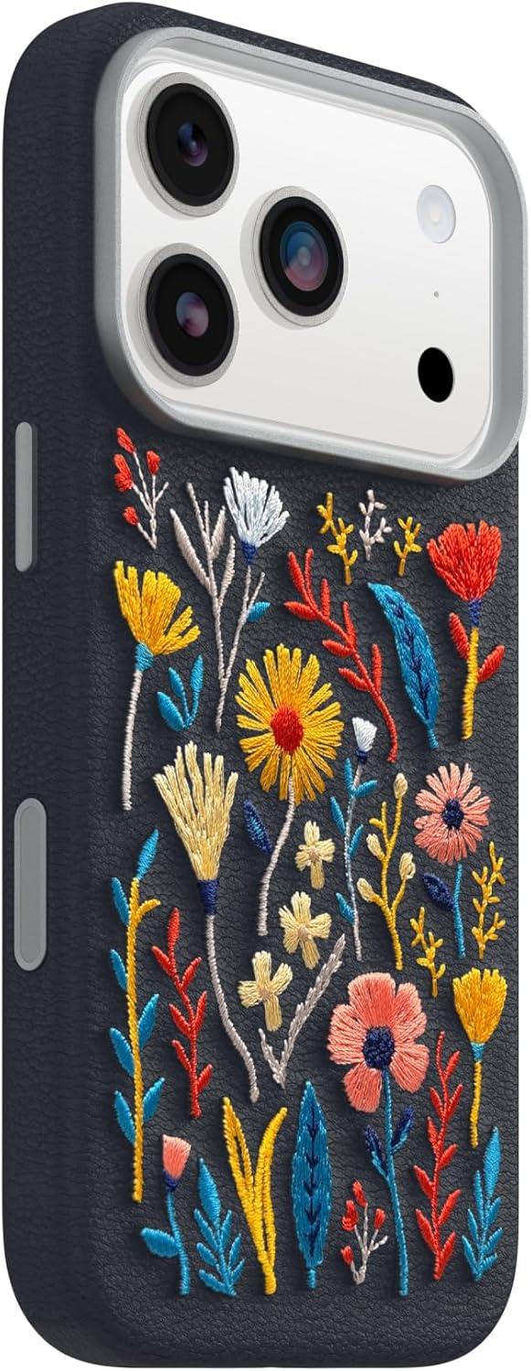 imageOtterBox iPhone 17 Pro Max Symmetry Series Cactus Leather Case Blue Sentiment Slim Premium Protective iPhone CaseEnchanted Garden Blue