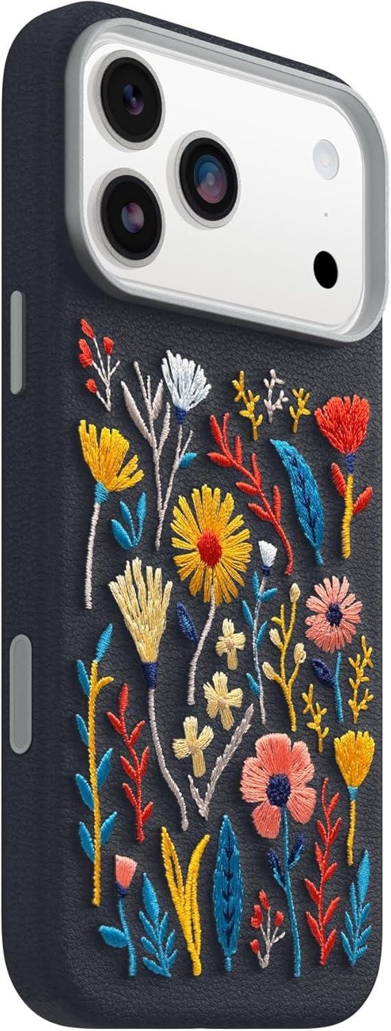 imageOtterBox iPhone 17 Pro Max Symmetry Series Cactus Leather Case Blue Sentiment Slim Premium Protective iPhone CaseEnchanted Garden Blue