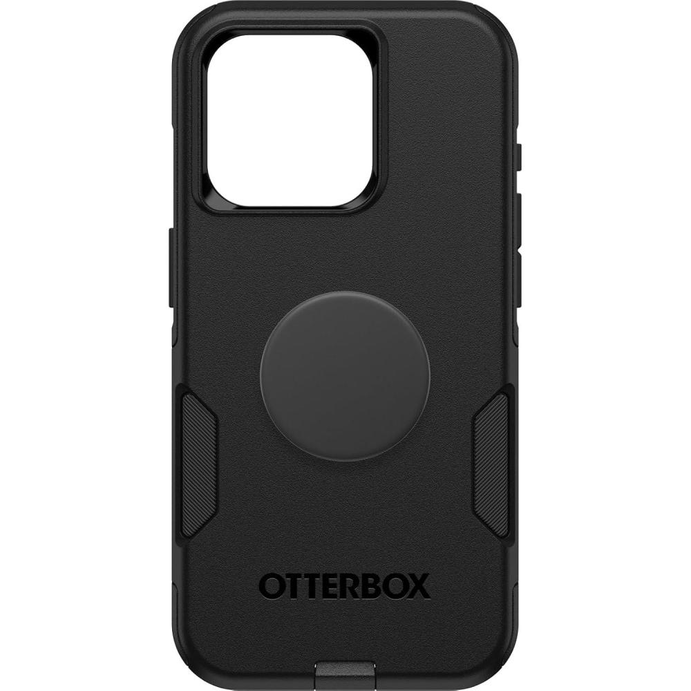 imageOtterBox Bundle iPhone 15 Pro Only Commuter Series Case  Black  PopSockets PopGrip Black Slim ampamp Tough PocketFriendly with Port Protection PopGrip Included