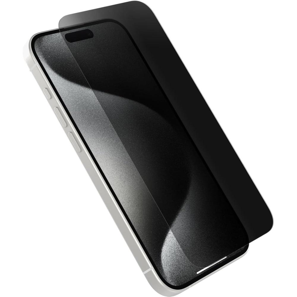 imageOtterBox Premium Pro Blue Light Glass Screen Protector for iPhone 15 Pro Tempered Glass Superior Scratch Protection Survives Drops up to 6ft Antimicrobial Protection No Retail PackagingAntimicrobial and Privacy Glass