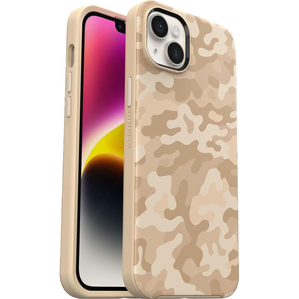 imageOtterBox iPhone 14 Plus Symmetry Series Case  CLEAR  ultrasleek snaps to MagSafe raised edges protect camera ampamp screenSand Storm Camo