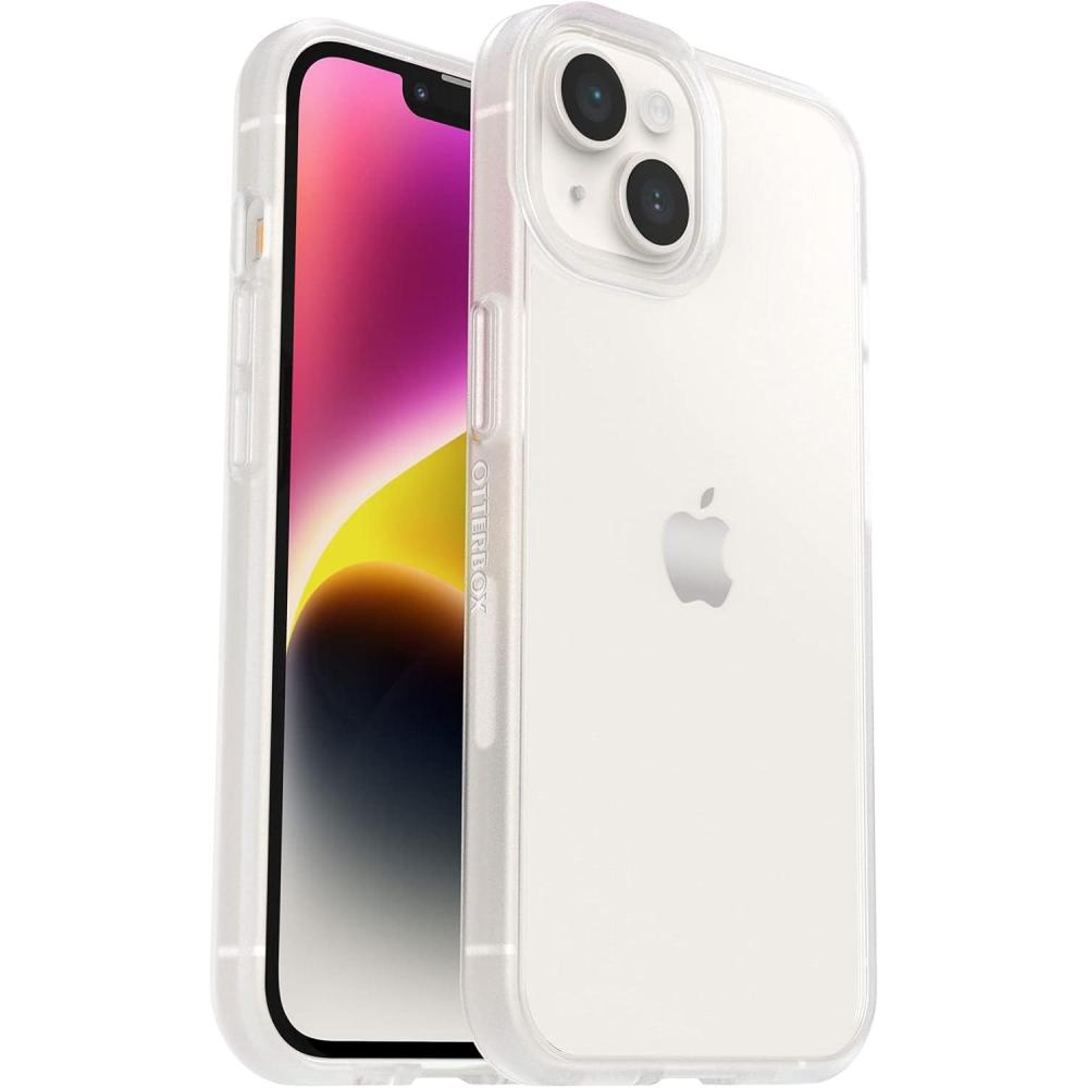 imageOtterBox iPhone 14 ampamp iPhone 13 Prefix Series Case  Stardust ClearGlitter UltraThin PocketFriendly Raised Edges Protect Camera ampamp Screen Wireless Charging CompatibleClear