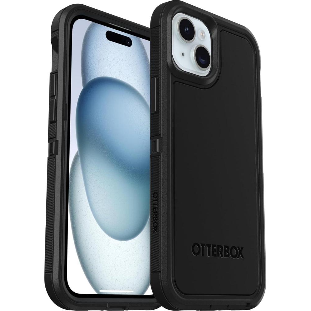 imageOtterBox iPhone 15 Plus and iPhone 14 Plus Defender Series XT Case  BLACK screenless rugged snaps to MagSafe lanyard attachment ships in polybagBlack