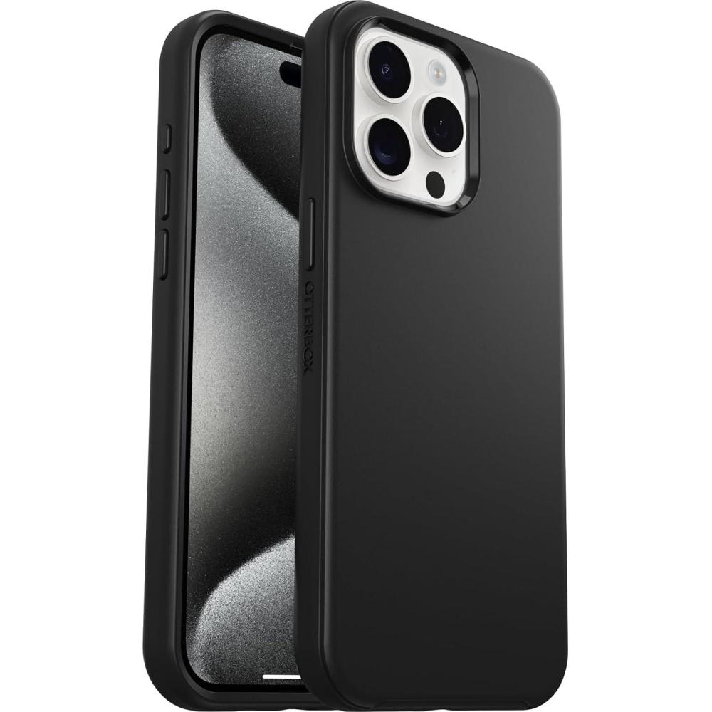 imageOtterBox iPhone 15 Pro MAX Only Symmetry Series Case  BLACK Snaps to MagSafe UltraSleek Raised Edges Protect Camera ampamp Screen Ships in Polybag Ideal for Business CustomersBlack