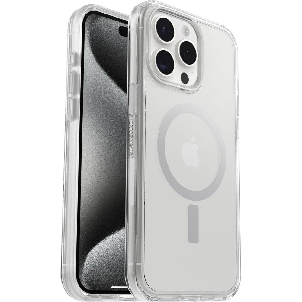 imageOtterBox iPhone 15 Pro MAX Only Symmetry Series Case  BLACK Snaps to MagSafe UltraSleek Raised Edges Protect Camera ampamp Screen Ships in Polybag Ideal for Business CustomersClear