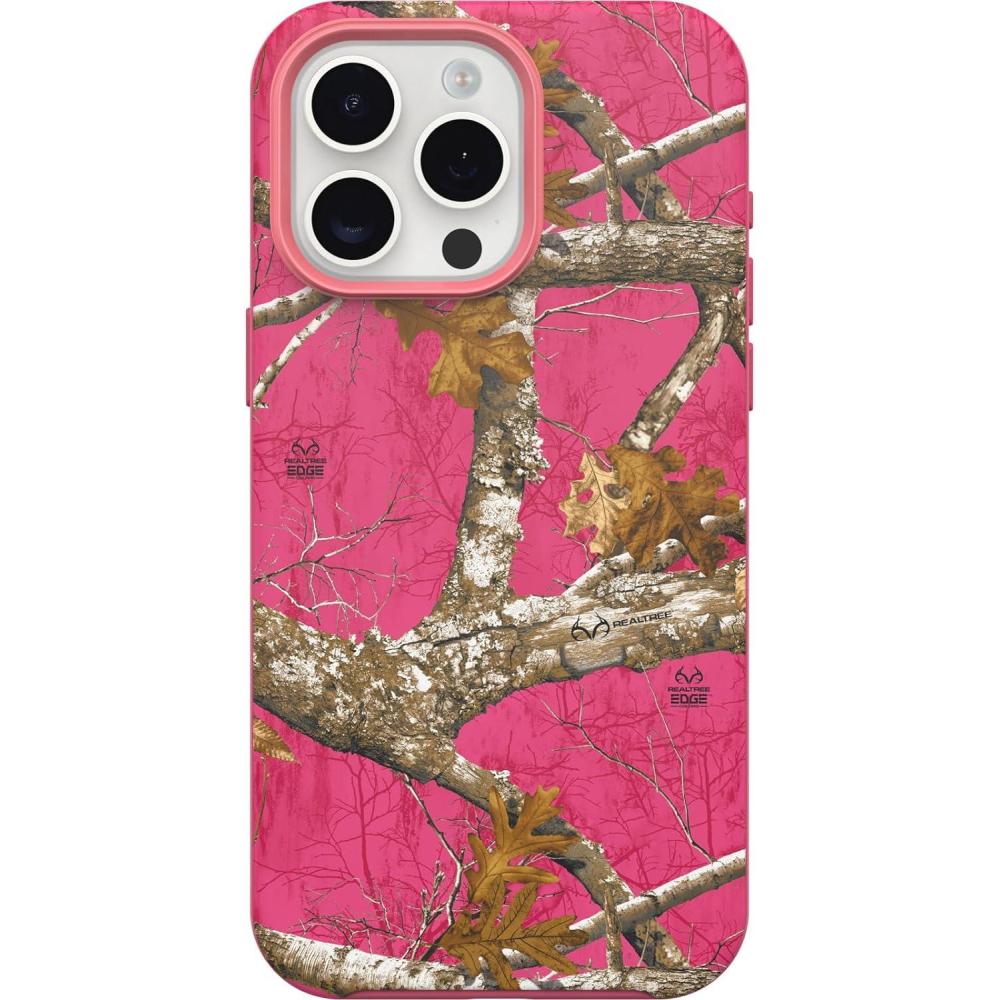 imageOtterBox iPhone 15 Pro MAX Only Symmetry Series Case  Realtree Flamingo Pink Snaps to MagSafe UltraSleek Raised Edges Protect Camera ampamp Screen