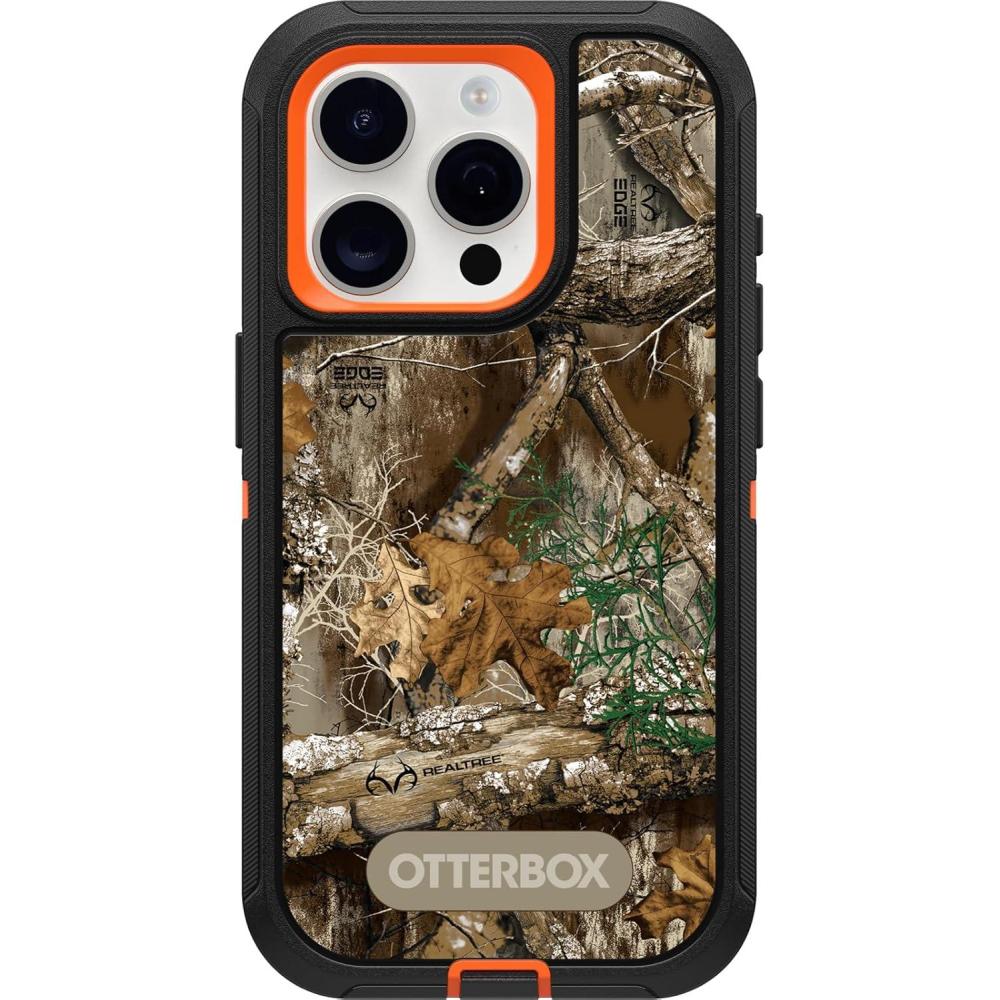 imageOtterBox iPhone 15 Pro Only Defender Series Case  Baby Blue Jeans Blue screenless Rugged ampamp Durable with Port Protection Includes Holster Clip KickstandRealtree Orange