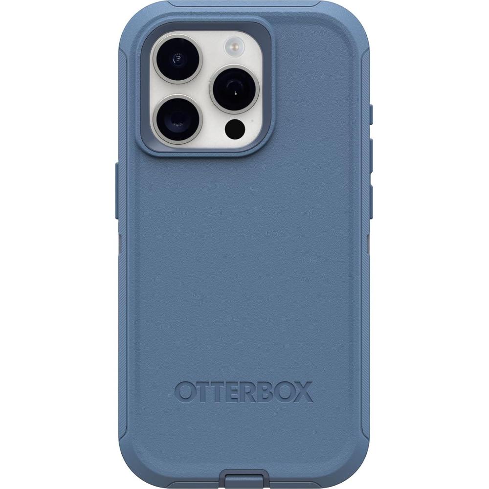 imageOtterBox iPhone 15 Pro Only Defender Series Case  Baby Blue Jeans Blue screenless Rugged ampamp Durable with Port Protection Includes Holster Clip KickstandBlue