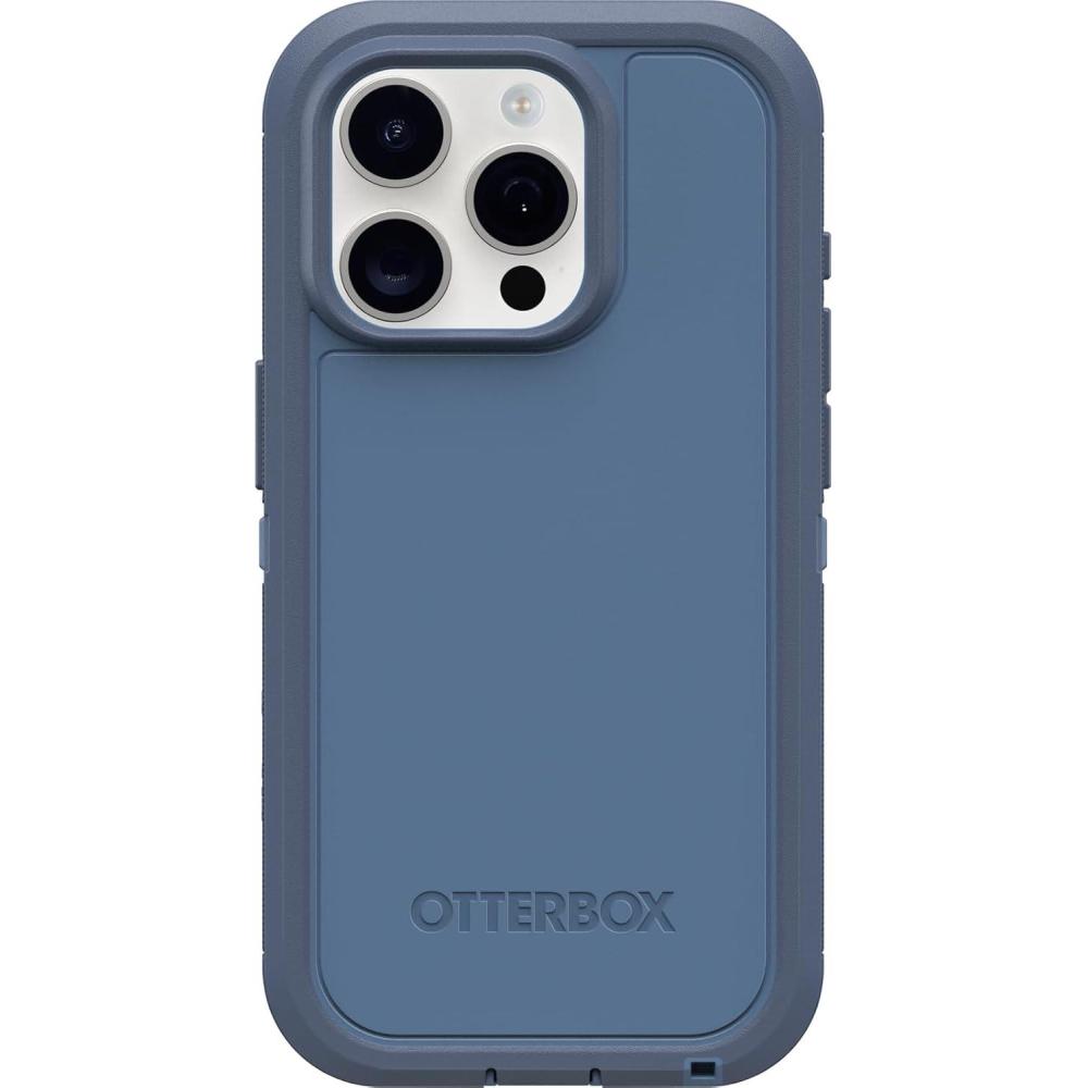 imageOtterBox iPhone 15 Pro Only Defender Series XT Clear Case  Mountain Frost Clear Screenless Rugged Snaps to MagSafe Lanyard AttachmentBlue