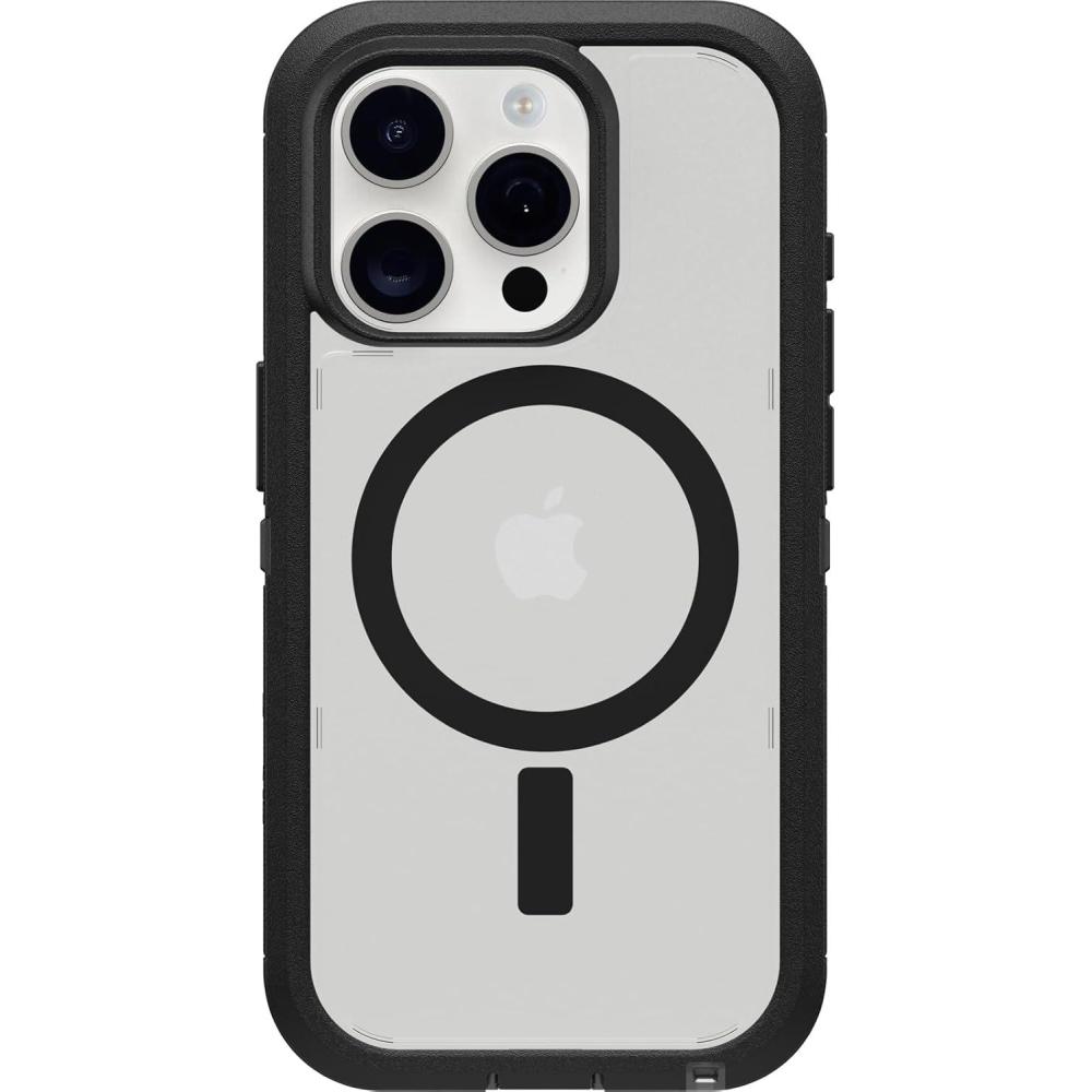imageOtterBox iPhone 15 Pro Only Defender Series XT Clear Case  Mountain Frost Clear Screenless Rugged Snaps to MagSafe Lanyard AttachmentDark Side