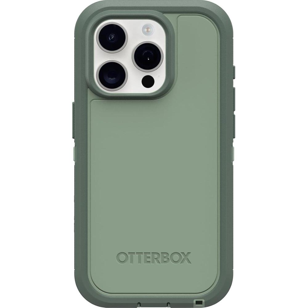imageOtterBox iPhone 15 Pro Only Defender Series XT Clear Case  Mountain Frost Clear Screenless Rugged Snaps to MagSafe Lanyard AttachmentGreen