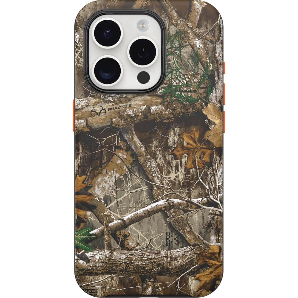 imageOtterBox iPhone 15 Pro Only Symmetry Series Case  Realtree Edge OrangeCamo Snaps to MagSafe UltraSleek Raised Edges Protect Camera ampamp Screen