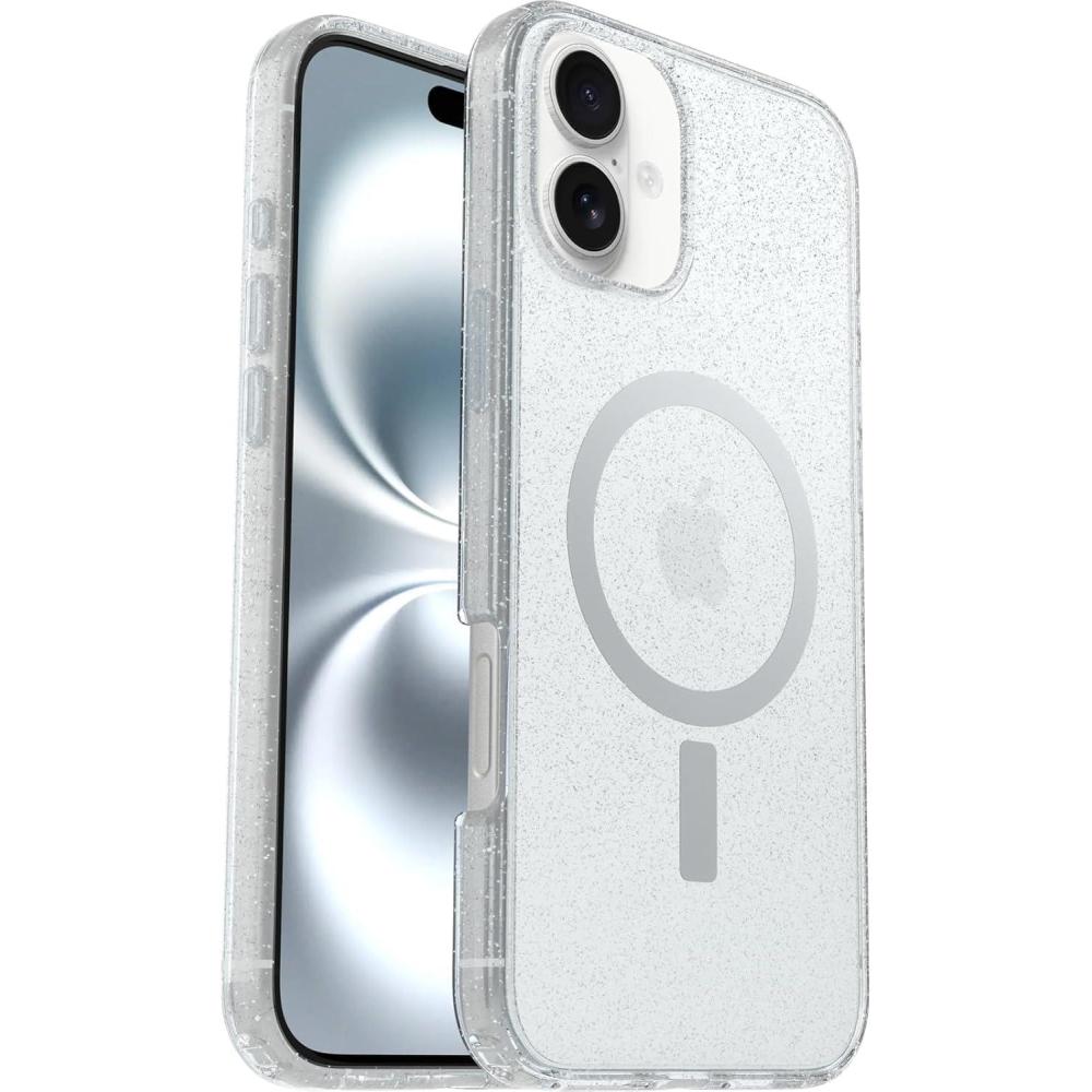 imageOtterBox iPhone 16 Plus  Symmetry Series Case  Stardust Night Silver Flake  Snaps to MagSafe  UltraSlim  Raised Edges Protect Camera ampamp Screen  NonRetail PackagingStardust 30