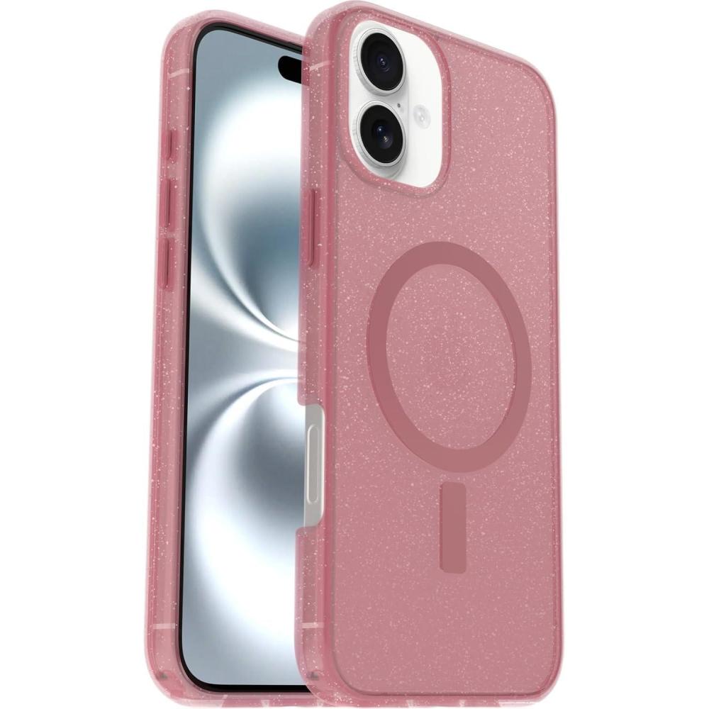 imageOtterBox iPhone 16 Plus  Symmetry Series Case  Stardust Night Silver Flake  Snaps to MagSafe  UltraSlim  Raised Edges Protect Camera ampamp Screen  NonRetail PackagingFoxberry Pink