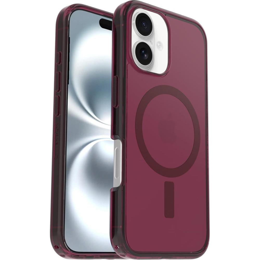 imageOtterBox iPhone 16 Plus  Symmetry Series Case  Stardust Night Silver Flake  Snaps to MagSafe  UltraSlim  Raised Edges Protect Camera ampamp Screen  NonRetail PackagingRed Clear