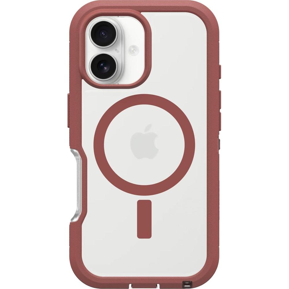 imageOtterBox iPhone 16 Pro Defender Series XT Clear Case Floral PurpleBrick Red Clear