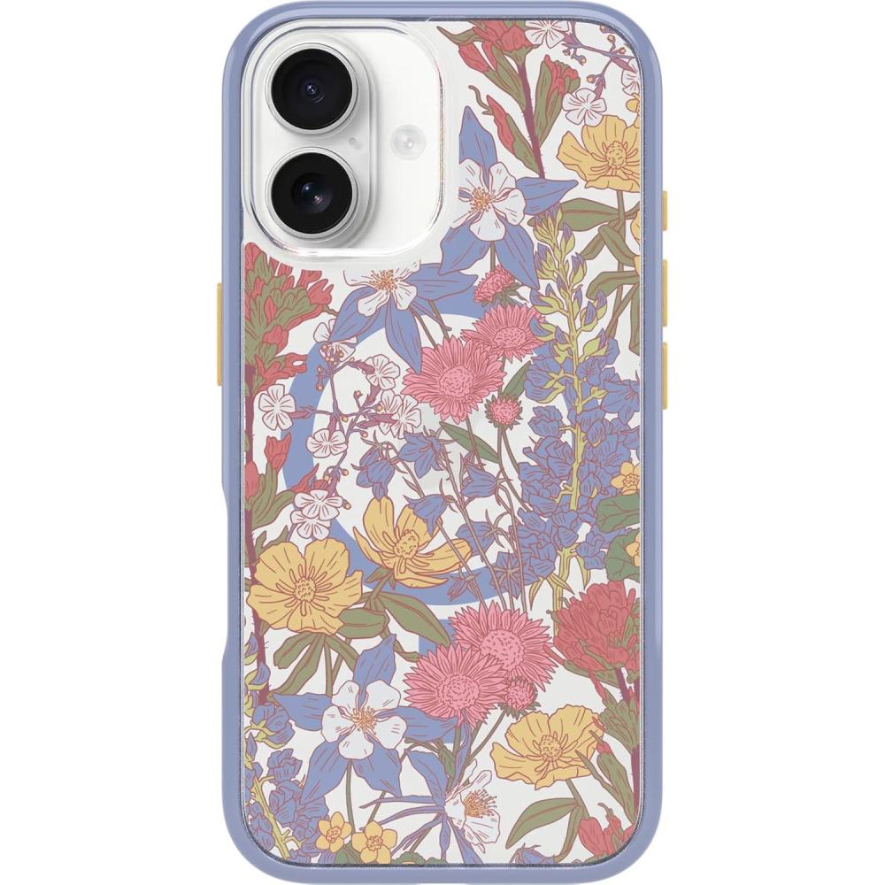 imageOtterBox iPhone 16 Symmetry Series Clear Case  Baby Blue JeansFloral Purple