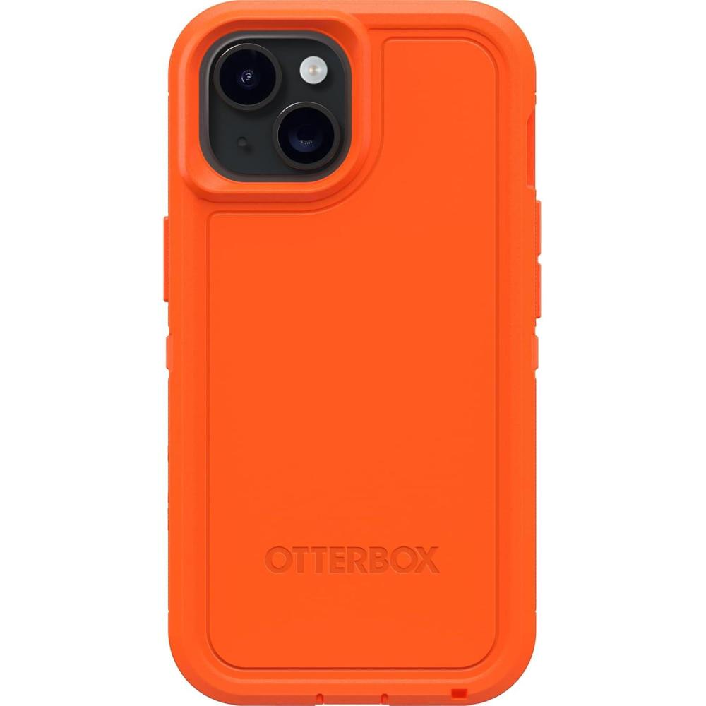 imageOtterBox iPhone 16e 15 14 ampamp 13 Defender Series XT Case  High Visibility Orange screenless rugged snaps to MagSafe lanyard attachment ships in polybag