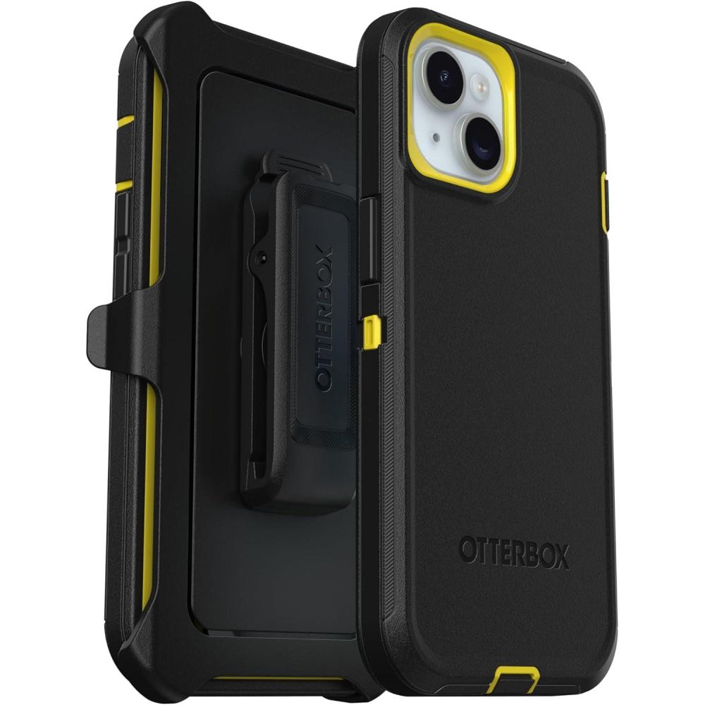 imageOtterBox iPhone 16e Only  Defender Series Case  Black  Screenless  Rugged ampamp Durable  with Port Protection  Holster Clip Includes  Microbial Defense ProtectionNight Black  Yellow
