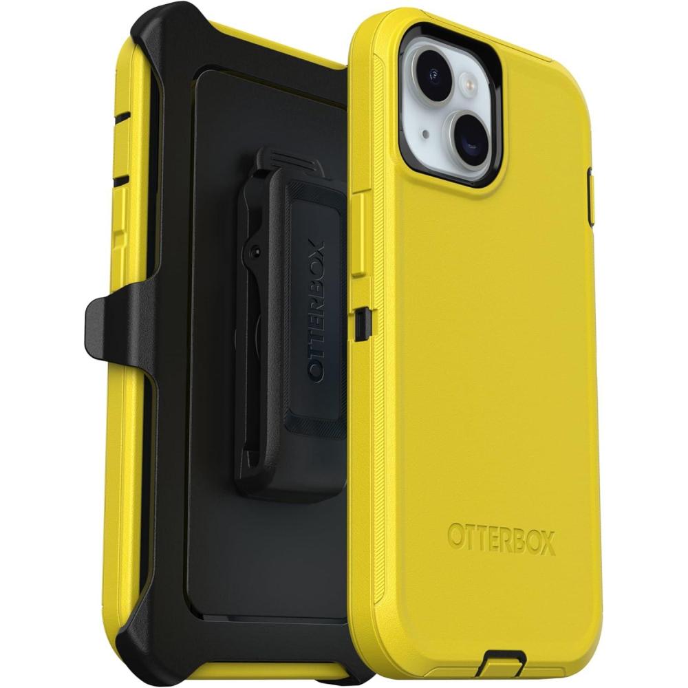 imageOtterBox iPhone 16e Only  Defender Series Case  Black  Screenless  Rugged ampamp Durable  with Port Protection  Holster Clip Includes  Microbial Defense ProtectionNight Reverse Yellow  Black