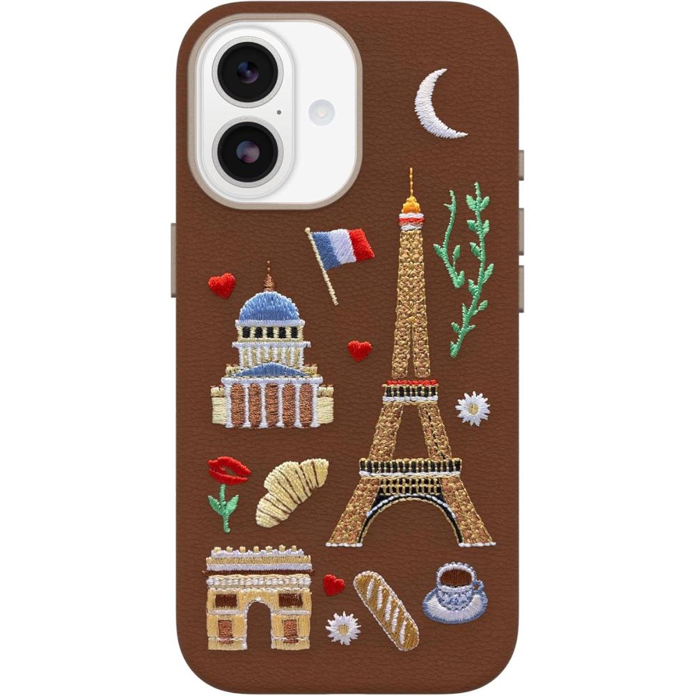 imageOtterBox iPhone 17 Pro Max Symmetry Series Cactus Leather Case  Blue Sentiment  Slim Premium Protective iPhone CaseCity of Love Brown