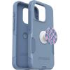 OtterBox Bundle iPhone 15 Pro (Only) Commuter Series Case – (Crisp Denim) + PopSockets PopGrip (Wavy Checker), Slim & Tough, Pocket-Friendly, with Port Protection, PopGrip Included Blue