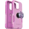 OtterBox Bundle iPhone 15 Pro (Only) Commuter Series Case – (Run Wildflower) + PopSockets PopGrip (Flutterby), Slim & Tough, Pocket-Friendly, with Port Protection, PopGrip Included Pink