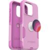 OtterBox Bundle iPhone 15 Pro (Only) Commuter Series Case – (Run Wildflower) + PopSockets PopGrip (Plum Stripe), Slim & Tough, Pocket-Friendly, with Port Protection, PopGrip Included