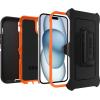 OtterBox iPhone 15 Plus and iPhone 14 Plus Defender Series Case – Black, screenless, Rugged & Durable, with Port Protection, Includes Holster Clip Kickstand(Realtree Orange)