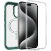 OtterBox iPhone 15 Pro MAX (Only) Defender Series XT Clear Case – Velvet Evergreen (Clear), screenless, Rugged, Snaps to MagSafe, Lanyard Attachment(Velvet Evergreen)