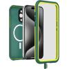 OtterBox iPhone 15 Pro MAX (Only) FRĒ Series Waterproof Case with MagSafe (Designed by LifeProof) – Black, Waterproof, 60% Recycled Plastic, Sleek and Stylish(Green)
