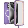OtterBox iPhone 15 Pro MAX (Only) FRĒ Series Waterproof Case with MagSafe (Designed by LifeProof) – Black, Waterproof, 60% Recycled Plastic, Sleek and Stylish(Purple)