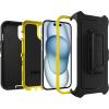 OtterBox iPhone 16e (Only) – Defender Series Case – Black – Screenless – Rugged & Durable – with Port Protection – Holster Clip Includes – Microbial Defense Protection(Night (Black & Yellow))